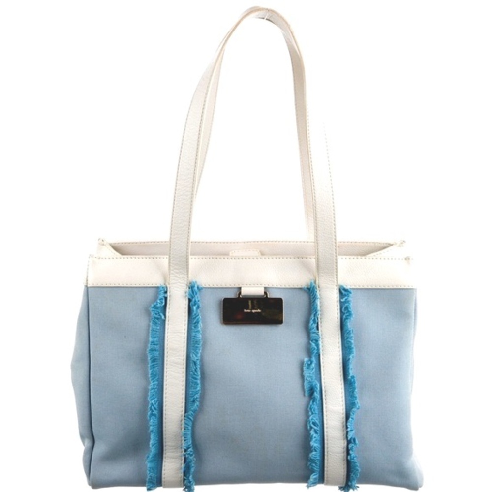 kate spade light blue and white tote with blue trim